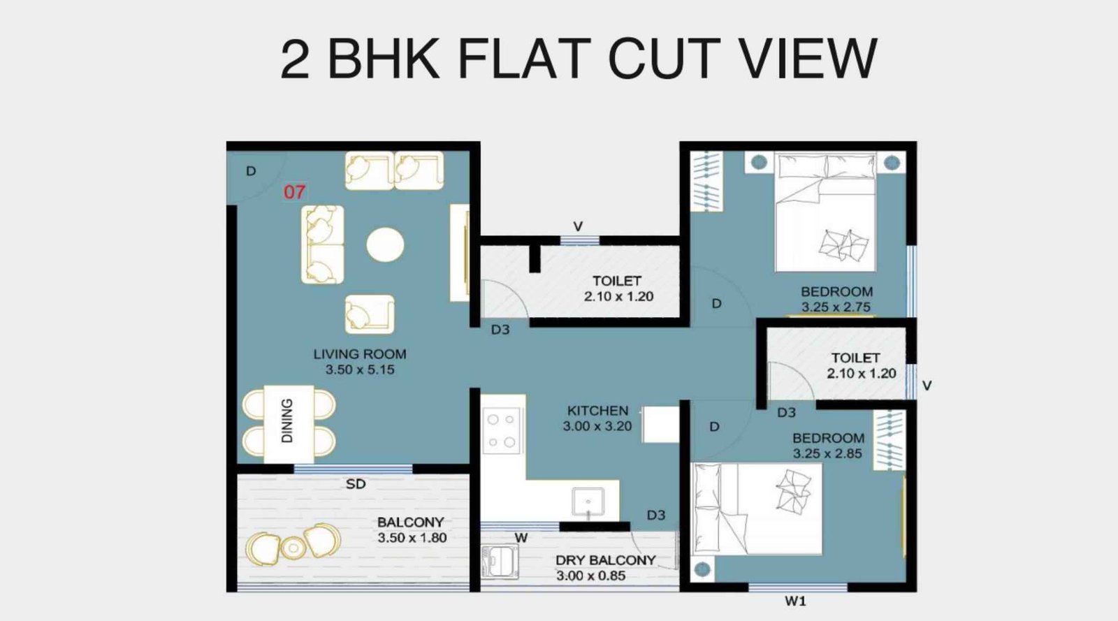 Wisteria-2 BHK-586-SqftWisteria-2 BHK-586-Sqft